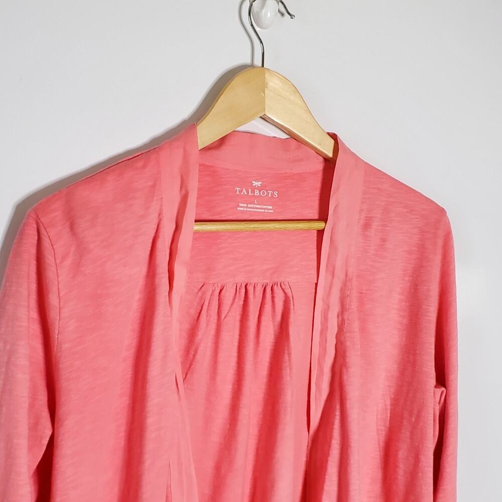 Talbots Signature Cotton Open hang Summer/spring light coral cardigan NEW